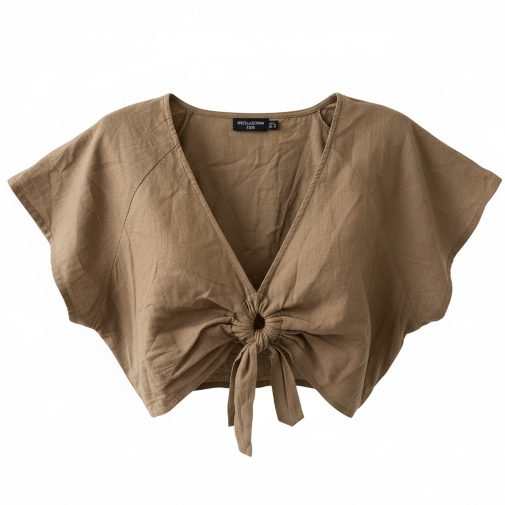 PrettyLittleThing NWT o-ring detail tan top, size 16